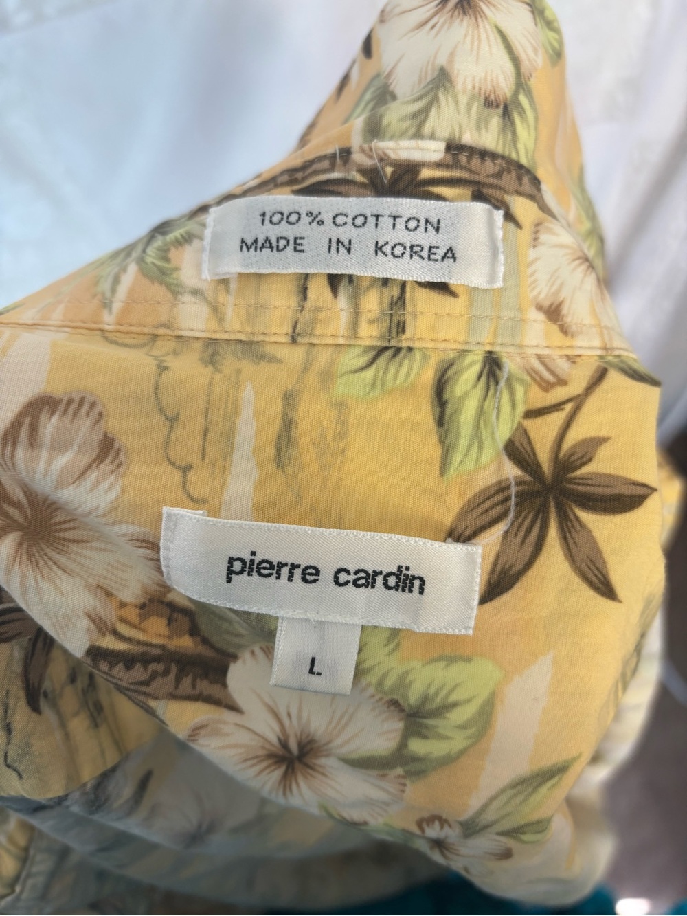 Men’s 100% Cotton Butter Yellow‎ Hawaiian  Print Short Sleeve Button Down Size L - Picture 7 of 14